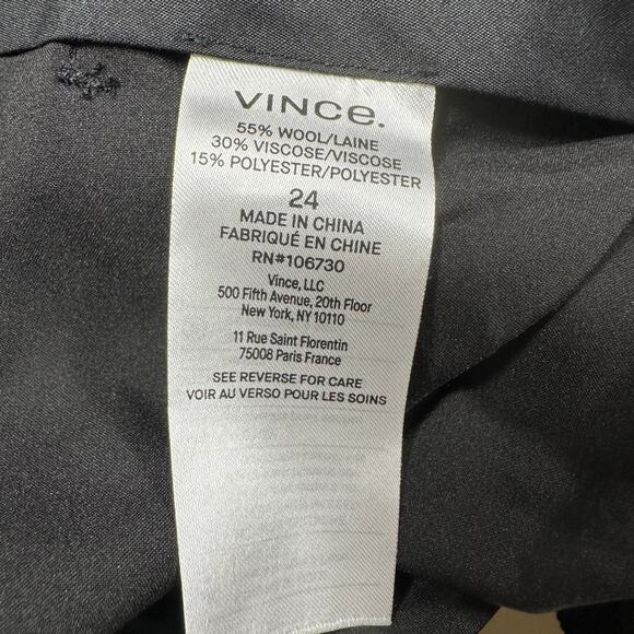 Vince NWT Black Straight Leg Wool Blend Trousers Plus Size 24 Flat Front Pockets - Picture 7 of 12